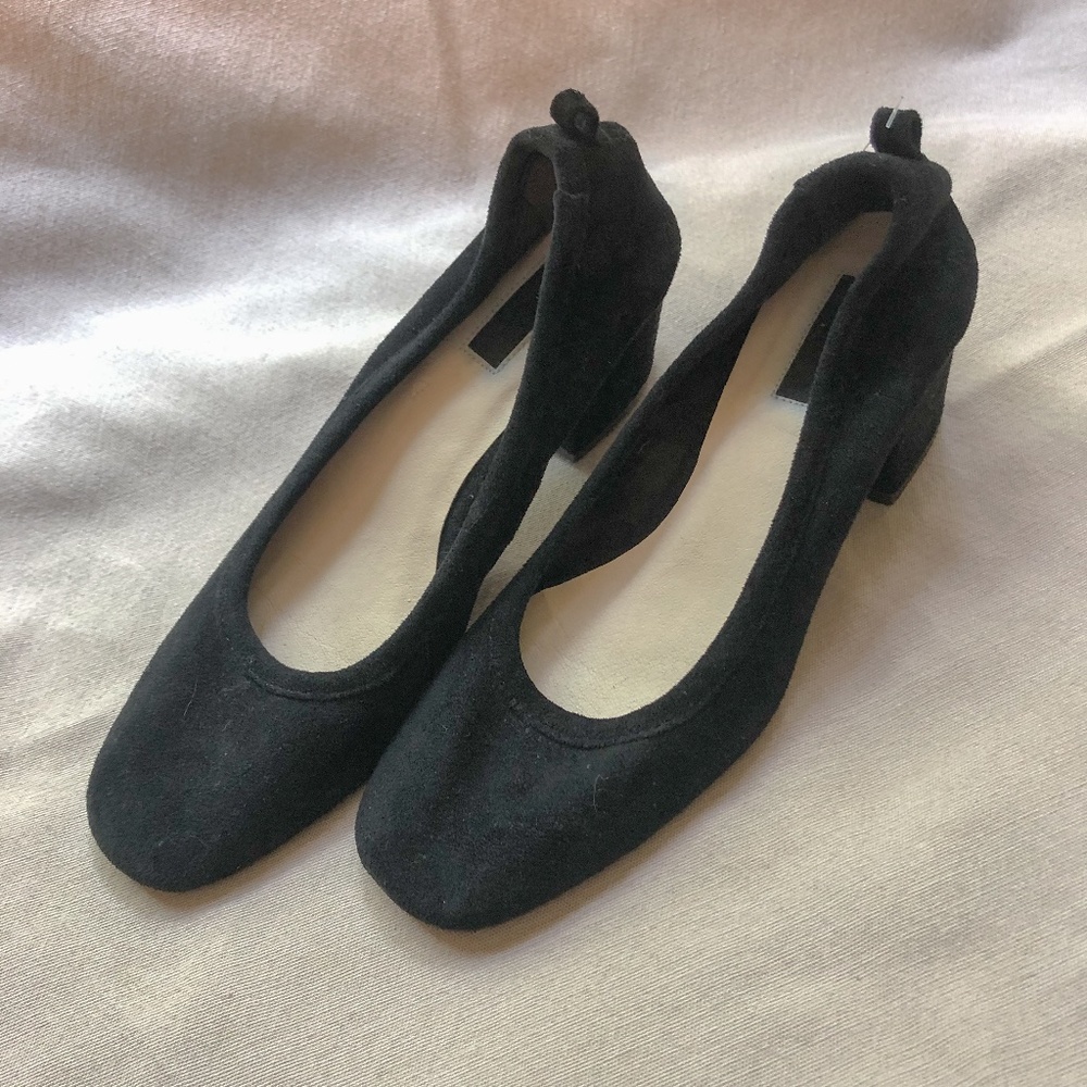 Black Suede Low Heel